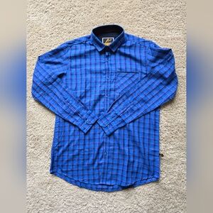 Art Be Smart Button Front Shirt Blue Check Cotton Mens XL